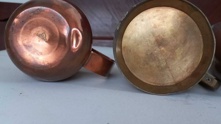 Vintage brass copper metal beer mugs