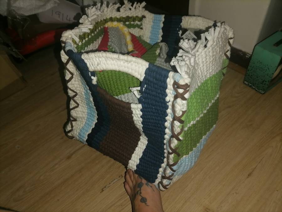 Handwoven towel organiser basket