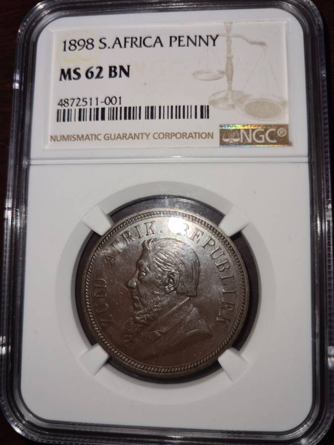 Crazy R1 start. ZAR Penny 1898 NGC MS 62