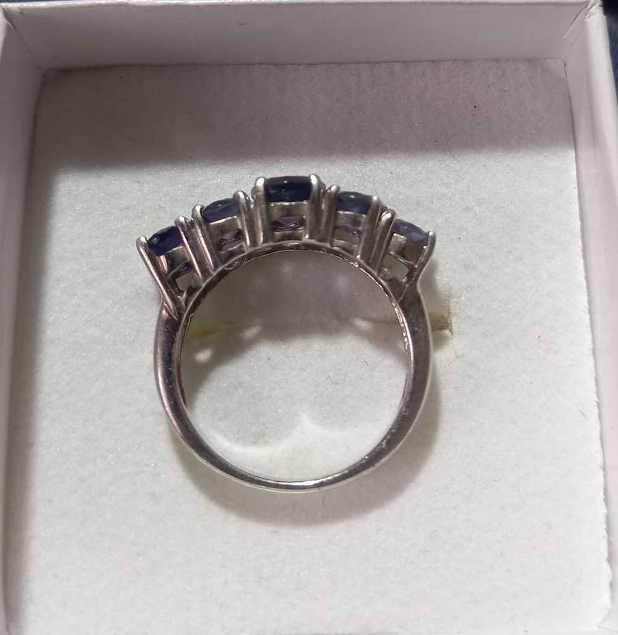 Stunning Chunky Sterling Silver Ring with Purple-Blue Stones