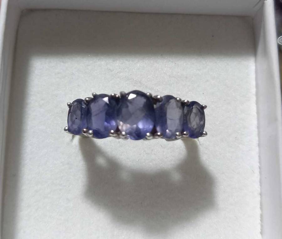 Stunning Chunky Sterling Silver Ring with Purple-Blue Stones