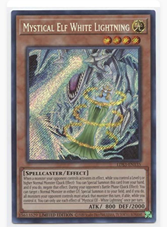 Yugioh Mistical Elf White Lightning Limited edition secret rare