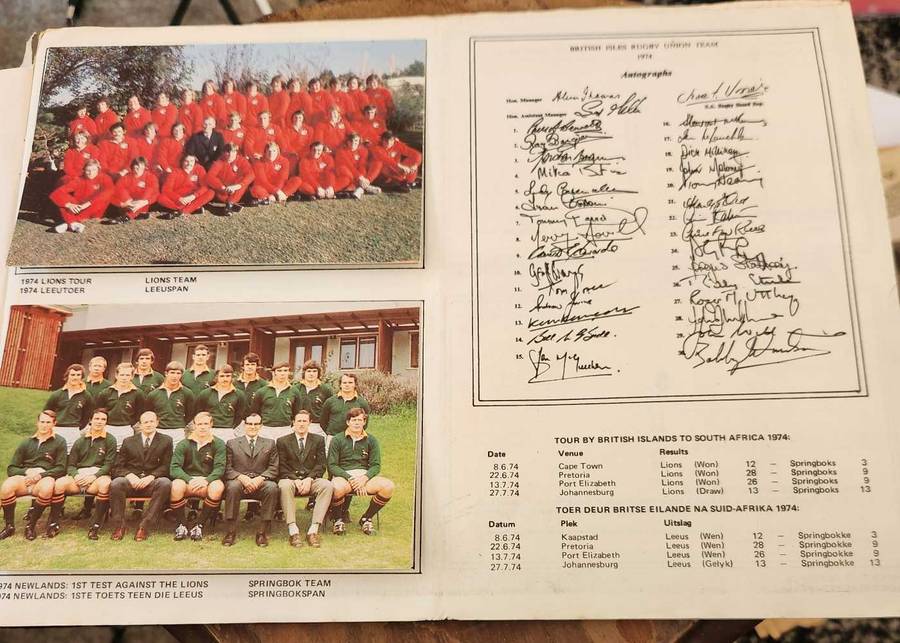 Rugby Postcards in Collectors Album (complete) -1974 for Lions Tour - HUGELY collectible