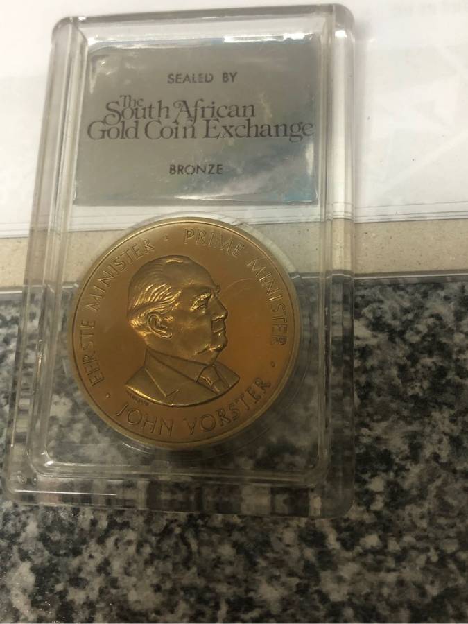 John Vorster coin in bronze