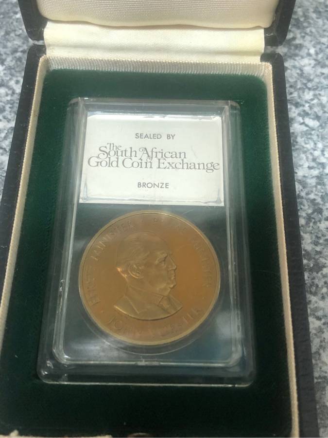 John Vorster coin in bronze