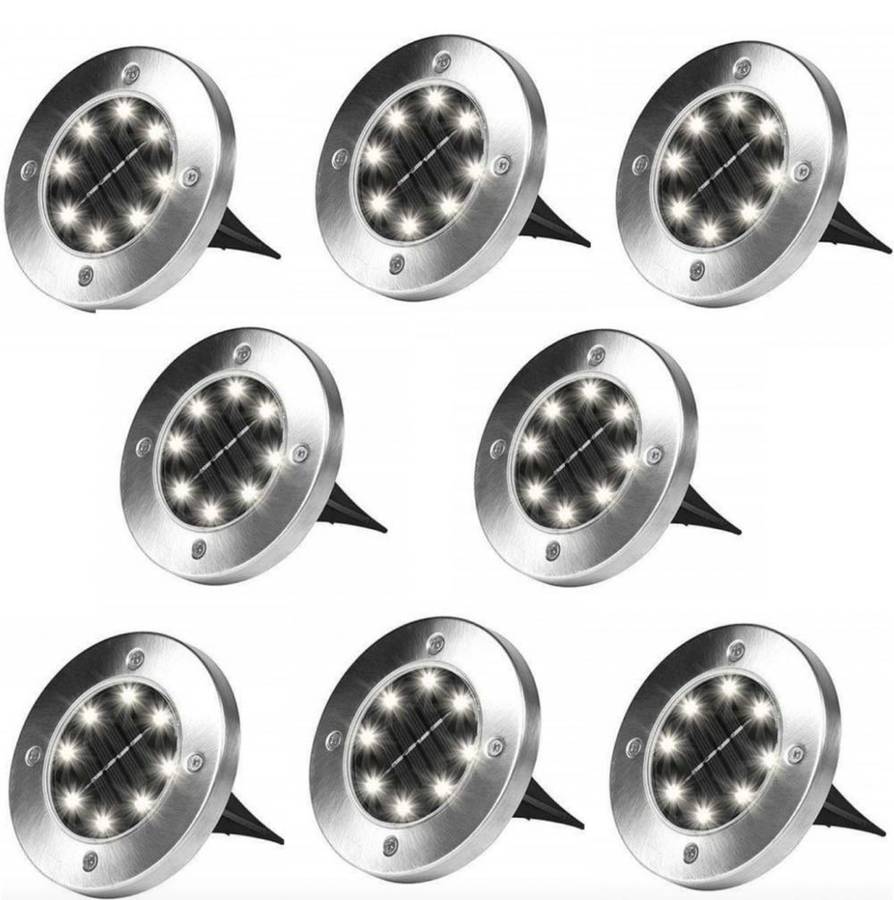 Solar Powered 8 Bead Flat to Ground LED Outdoor Disc Lights