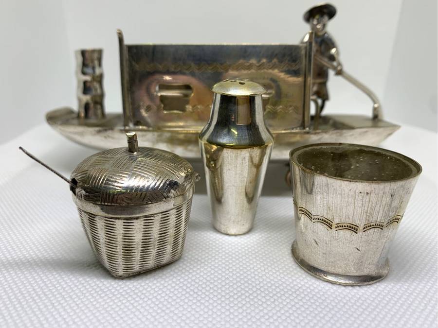 Silver plated oriental cruet set