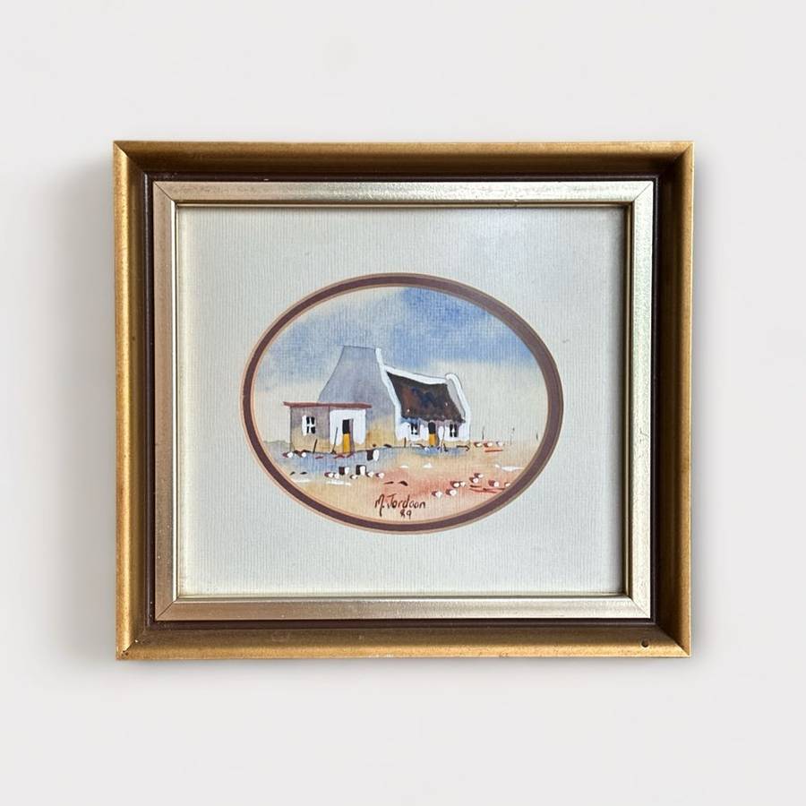 Vintage Landscape Watercolour Art by M. Jordaan Signed - circa 1989