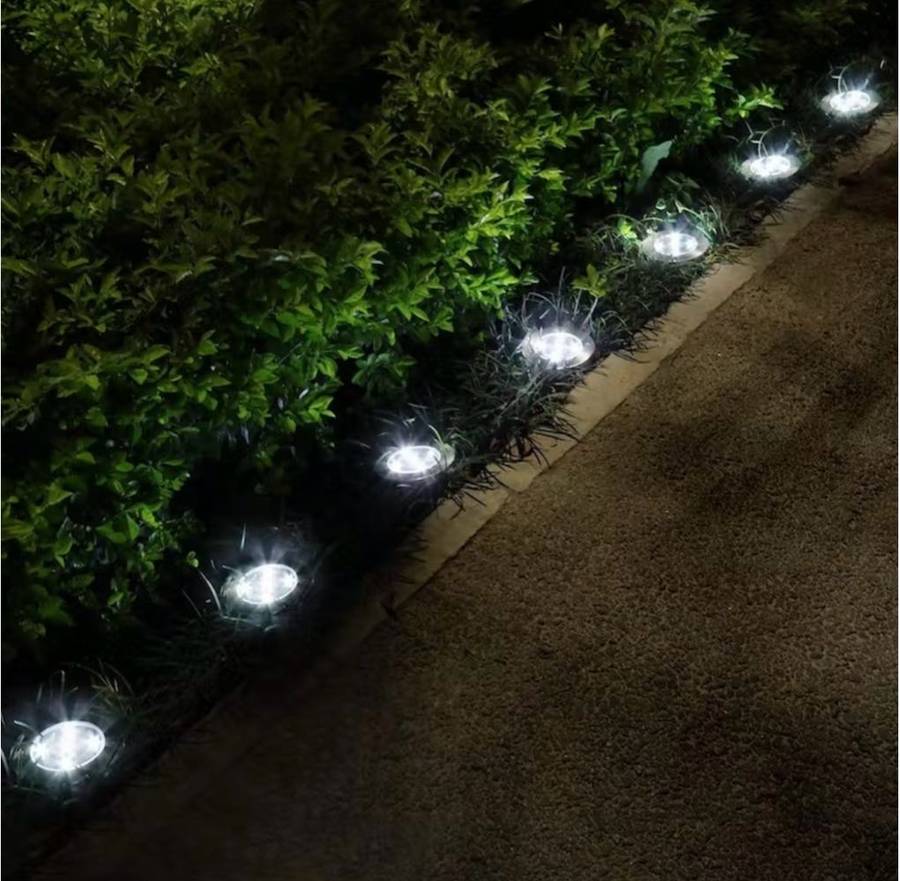 Solar Powered 8 Bead Flat to Ground LED Outdoor Disc Lights