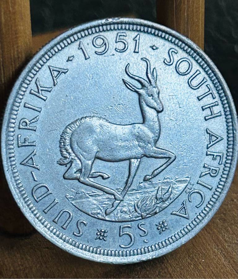 S A UNION SILVER 5 SHILLINGS 1951 VERY GOOD CONDITION SILVER CROWN