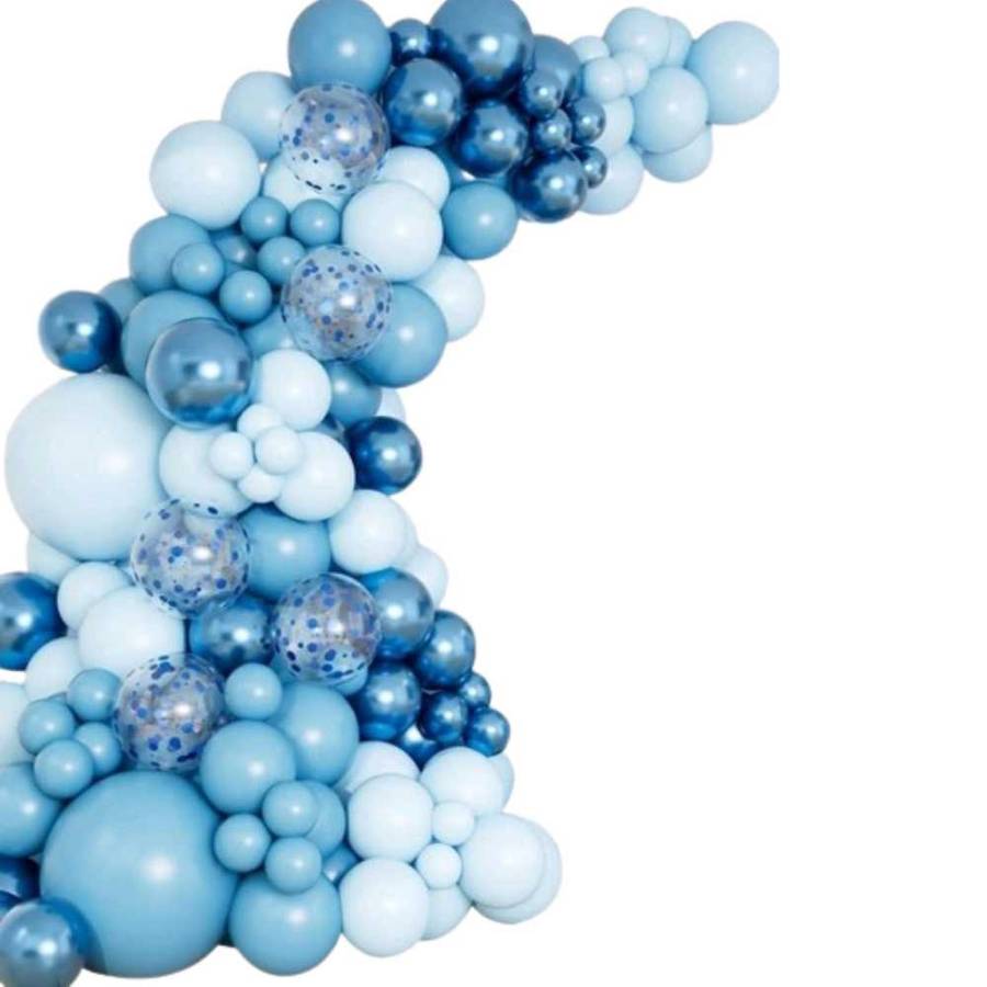 107pcs Party Blue Confetti Balloon Glue Chain & 2pcs Balloon Accessory