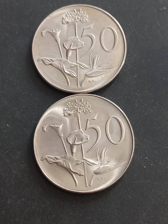 1966 RSA Afr & Eng 50 cent AU combo
