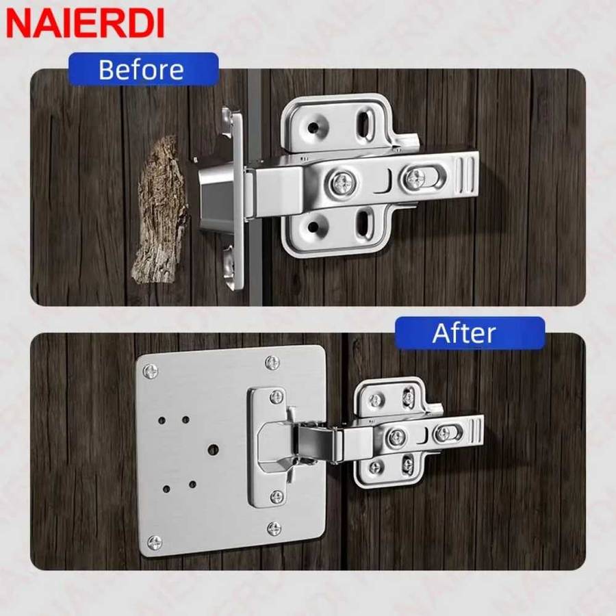 Cupboard hinge repair plates