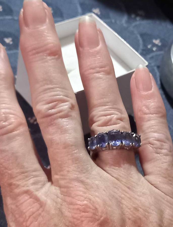 Stunning Chunky Sterling Silver Ring with Purple-Blue Stones