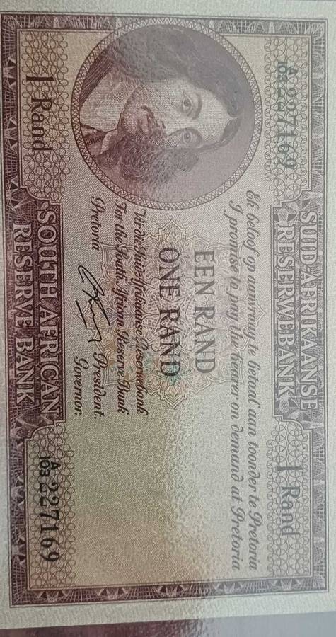 1962 Graded Unc 67 South Afriça Rissik One Rand Note