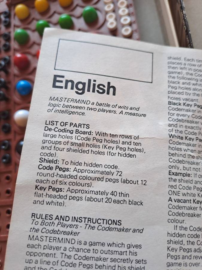 Mastermind - the 1972 original made by Invicta