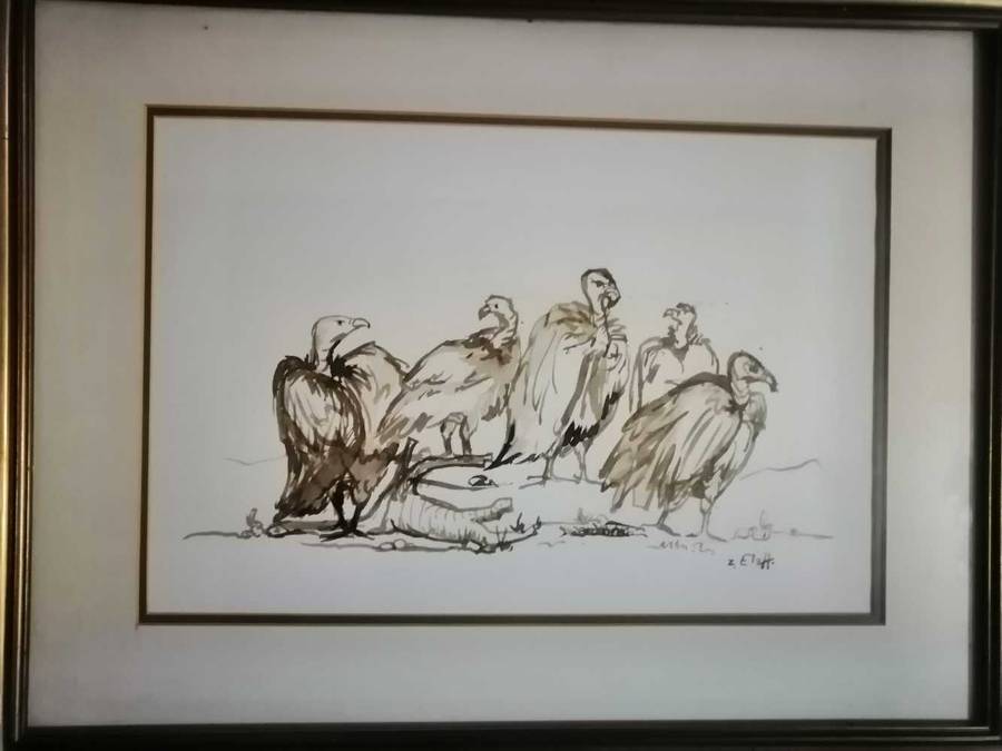 NICELY FRAMED WATERCOLOR ON PAPER BY ZAKKIE ELOFF.
