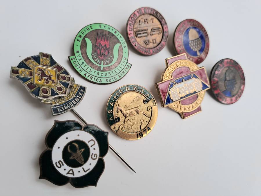 South African historical pin badges (job lot of 8 rare badges)
