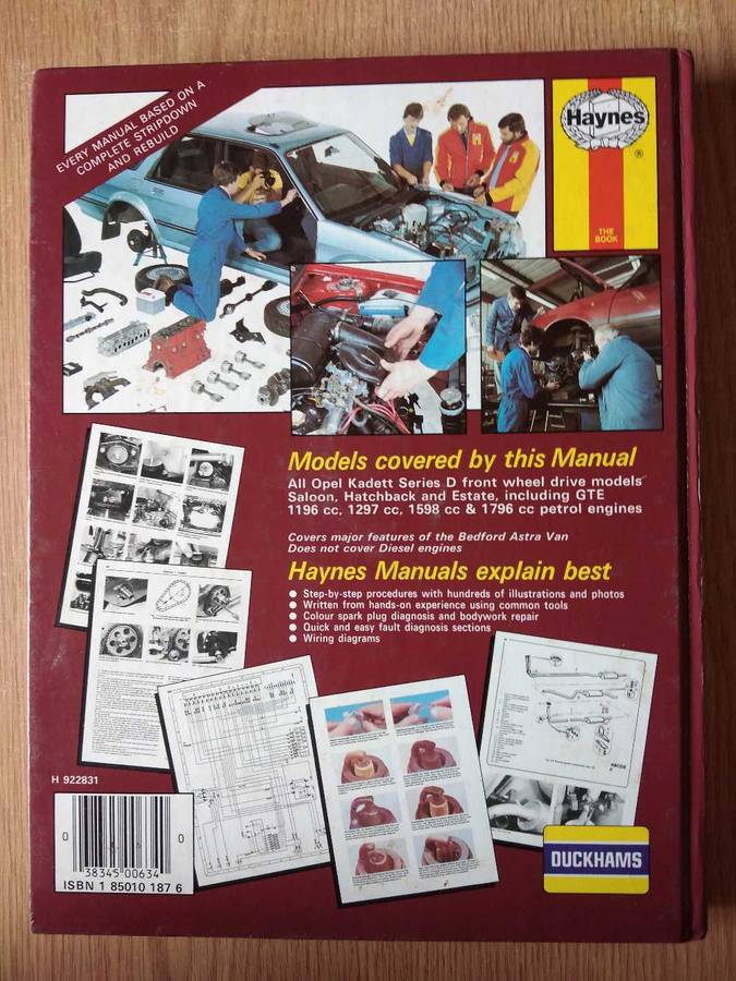 Haynes service OPEL KADETT FWD 1979 TO OCT 1984