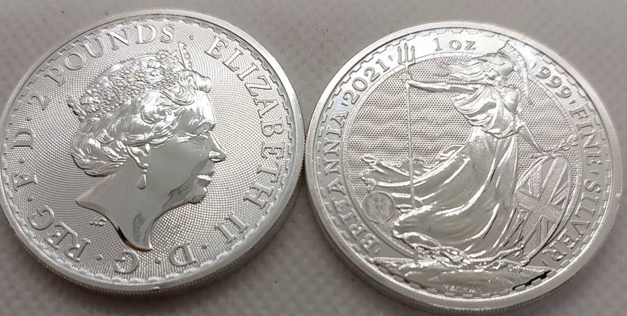 2x2021 1oz Brittania Pure Silver coins
