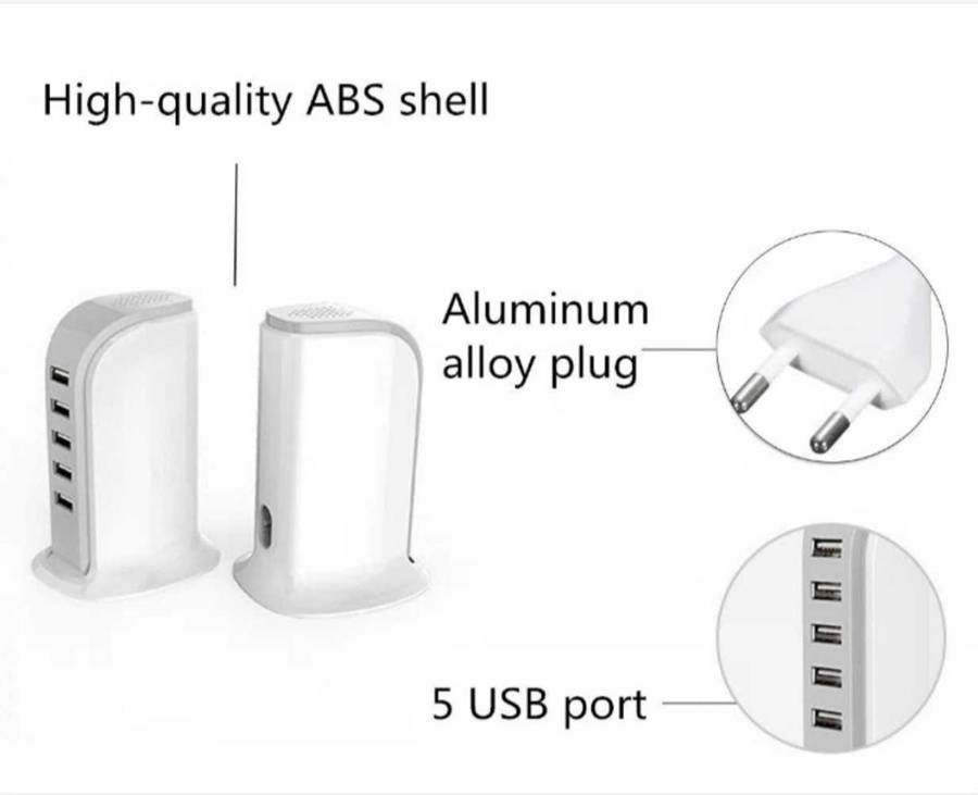 5 Port USB Adapter 20W 4A Travel Wall Rapid Charger Station Hub