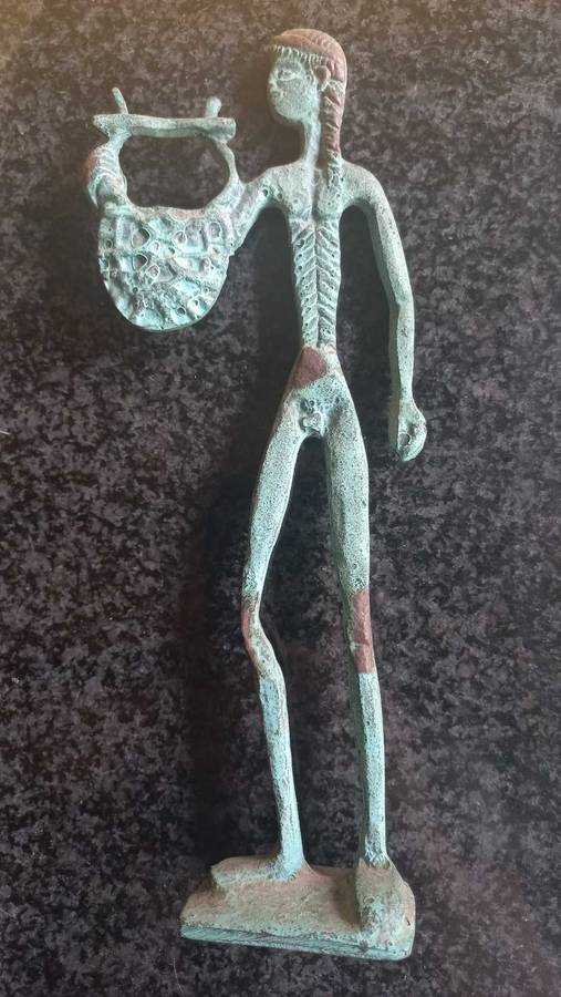 Vintage aged brass sculptures Ancient Greek Roman Mythology Achilles Chariot