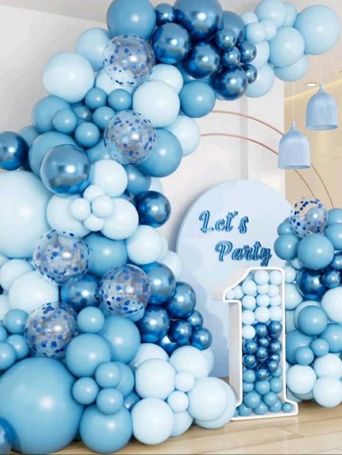 107pcs Party Blue Confetti Balloon Glue Chain & 2pcs Balloon Accessory