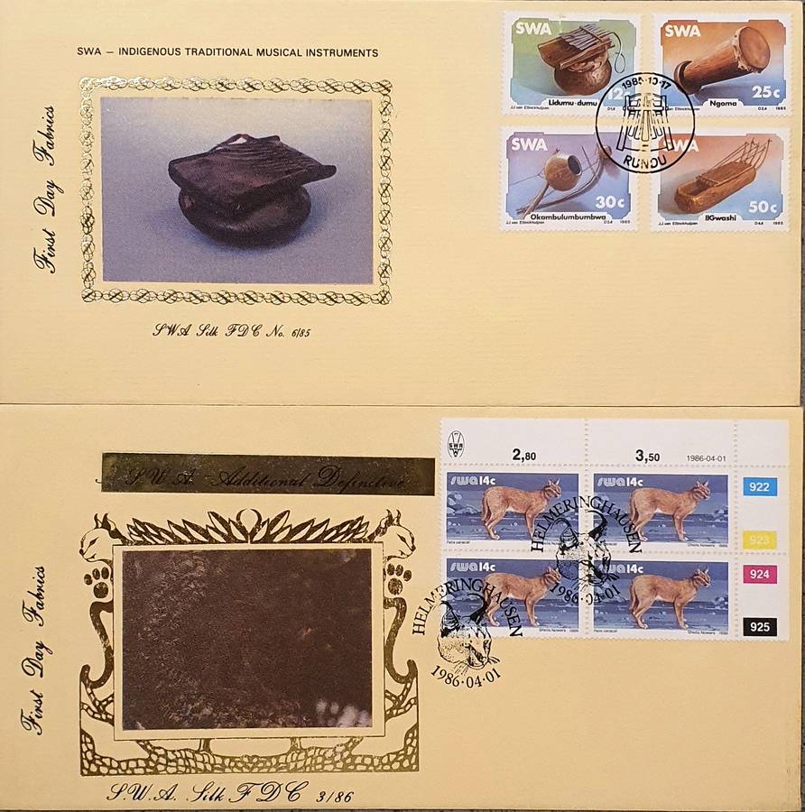 South West Africa silk first day covers 1985