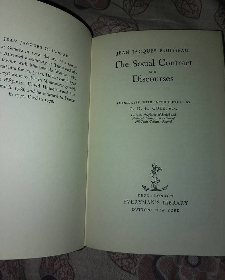 ROUSSEAU THE SOCIAL CONTRACT AND DISCOURSES