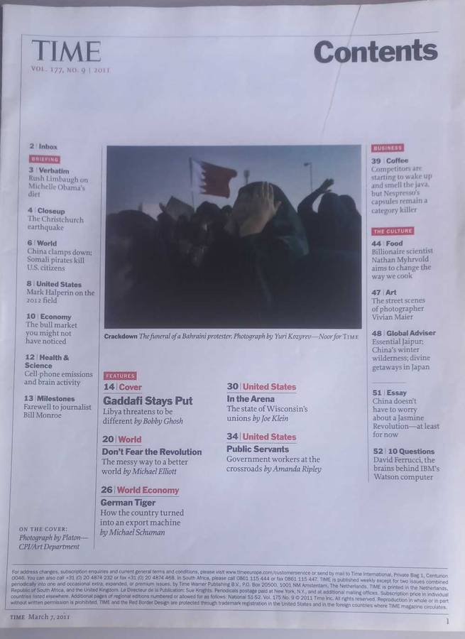 Time magazine March 7, 2011