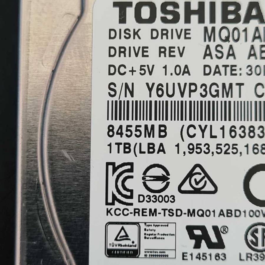 Toshiba 1000GB HDD 1TB (compact size / ssd size)