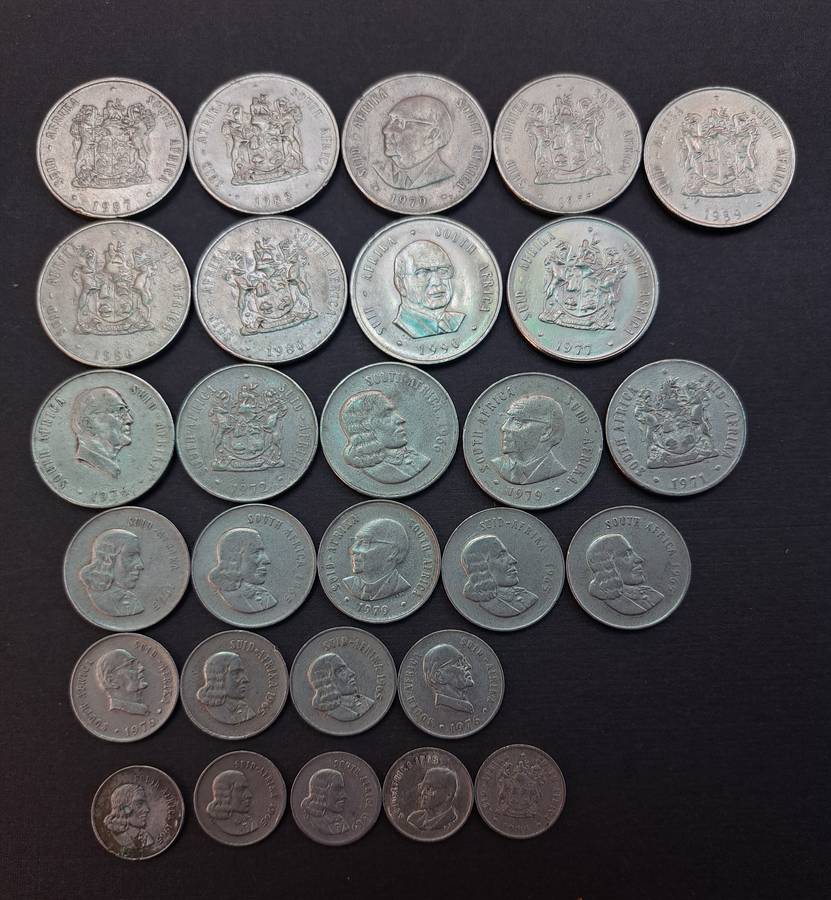 Mixture of Old South African coins