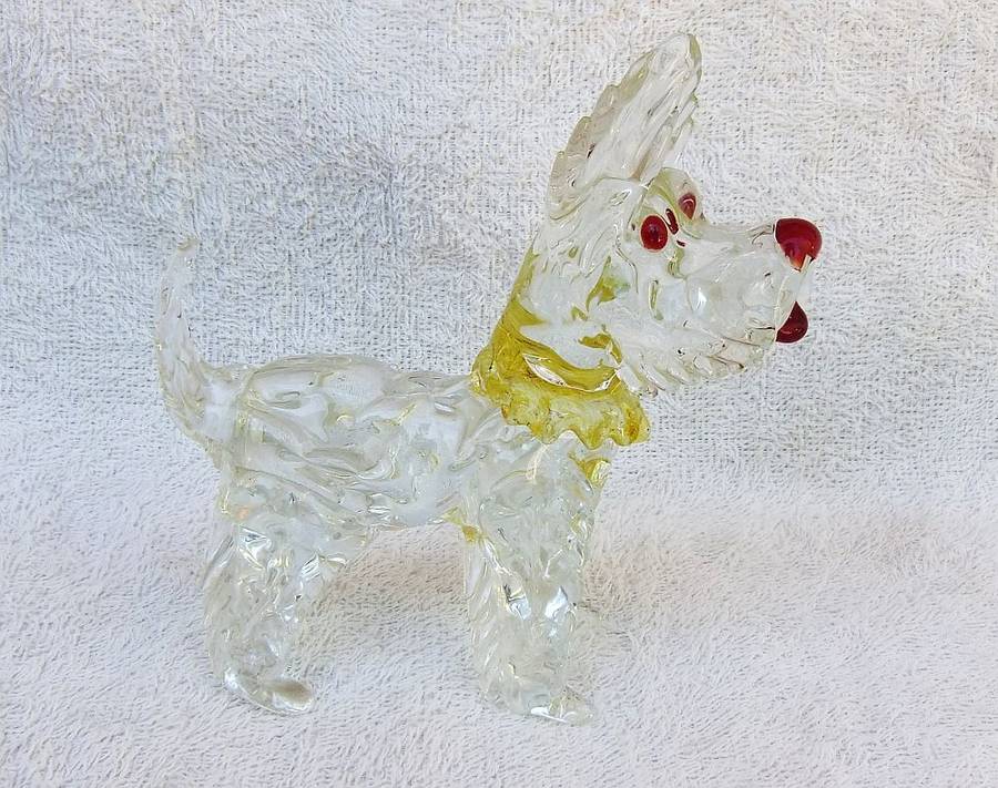 AN AMAZING RARE LARGE VINTAGE 1950`S GENUINE MURANO GLASS SCOTTISH TERRIER IN AWESOME CONDITION !!
