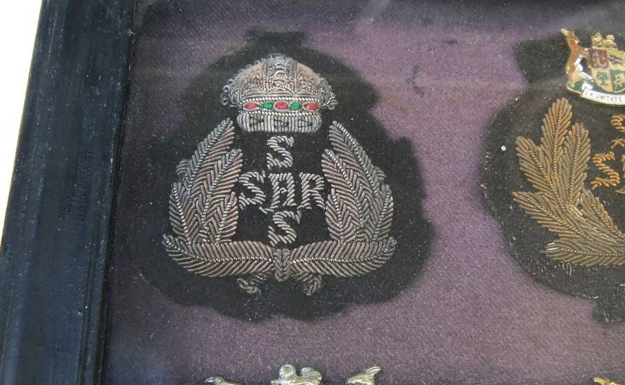 S A R / S A S - SOUTH AFRICAN RAILWAYS STATION MASTER BADGE AND BUTTON COLLECTION FRAMED LONG AGO