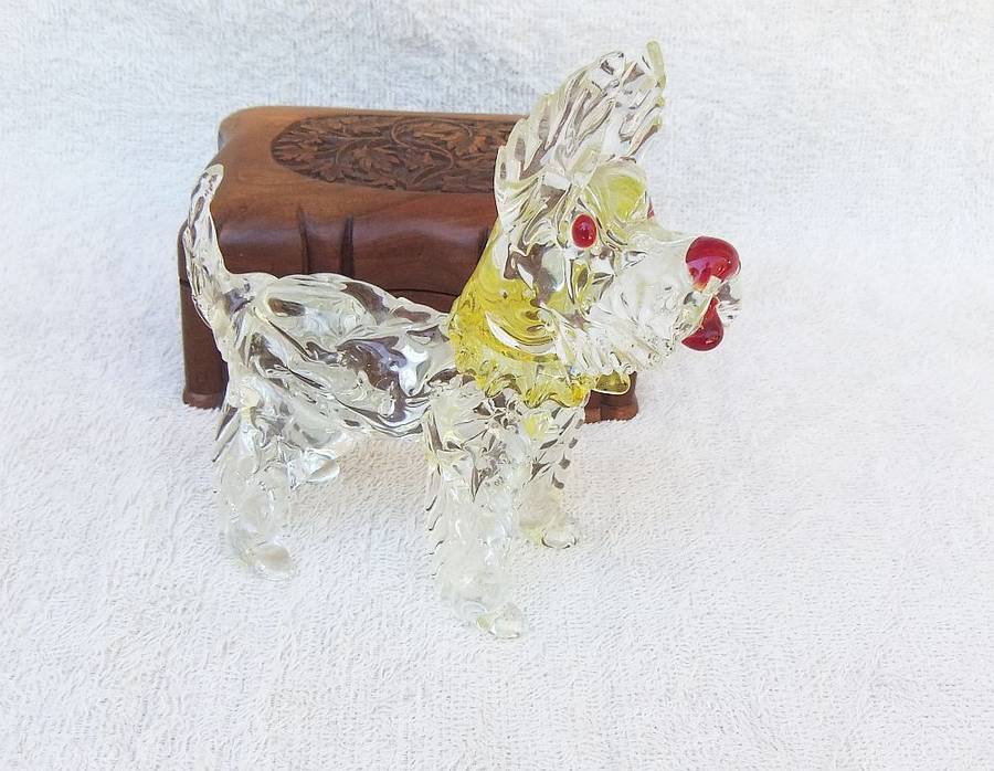 AN AMAZING RARE LARGE VINTAGE 1950`S GENUINE MURANO GLASS SCOTTISH TERRIER IN AWESOME CONDITION !!