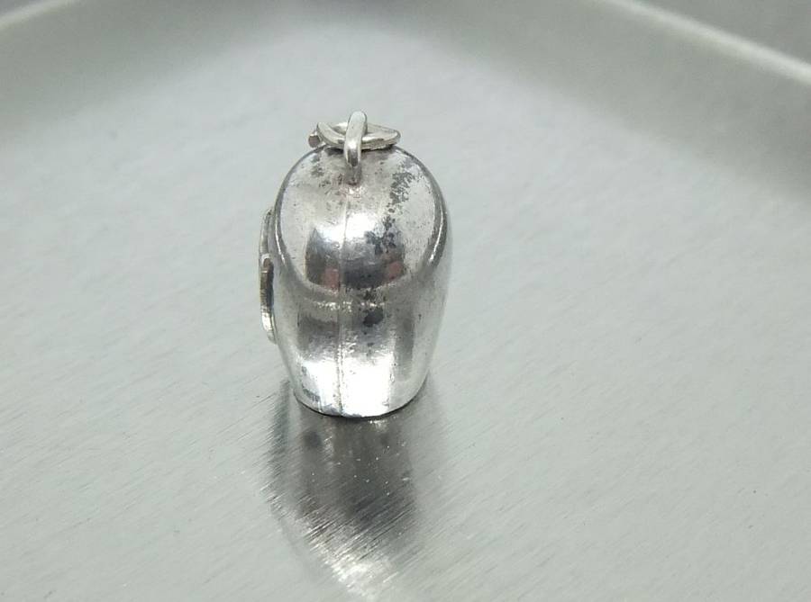 A CUTE VINTAGE "800" SILVER SWISS THEME COW BELL CHARM ( 80% SILVER ) - FREE COMBINING !!