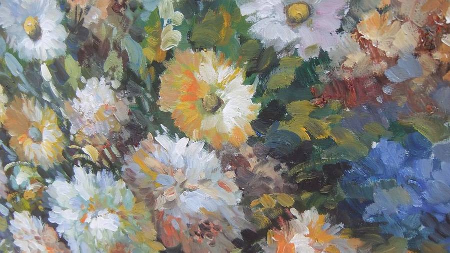 Large Framed Original Still Life Oil on Board Painting Signed T Demar