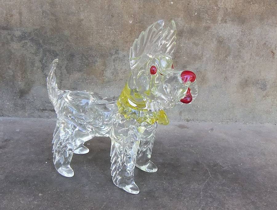 AN AMAZING RARE LARGE VINTAGE 1950`S GENUINE MURANO GLASS SCOTTISH TERRIER IN AWESOME CONDITION !!