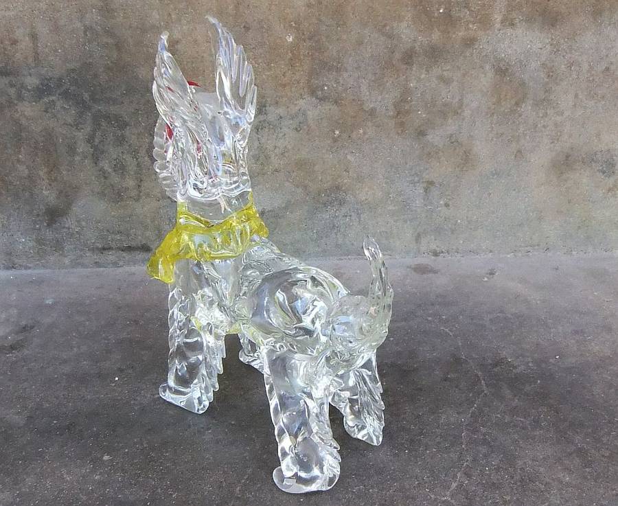 AN AMAZING RARE LARGE VINTAGE 1950`S GENUINE MURANO GLASS SCOTTISH TERRIER IN AWESOME CONDITION !!