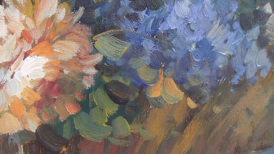 Large Framed Original Still Life Oil on Board Painting Signed T Demar