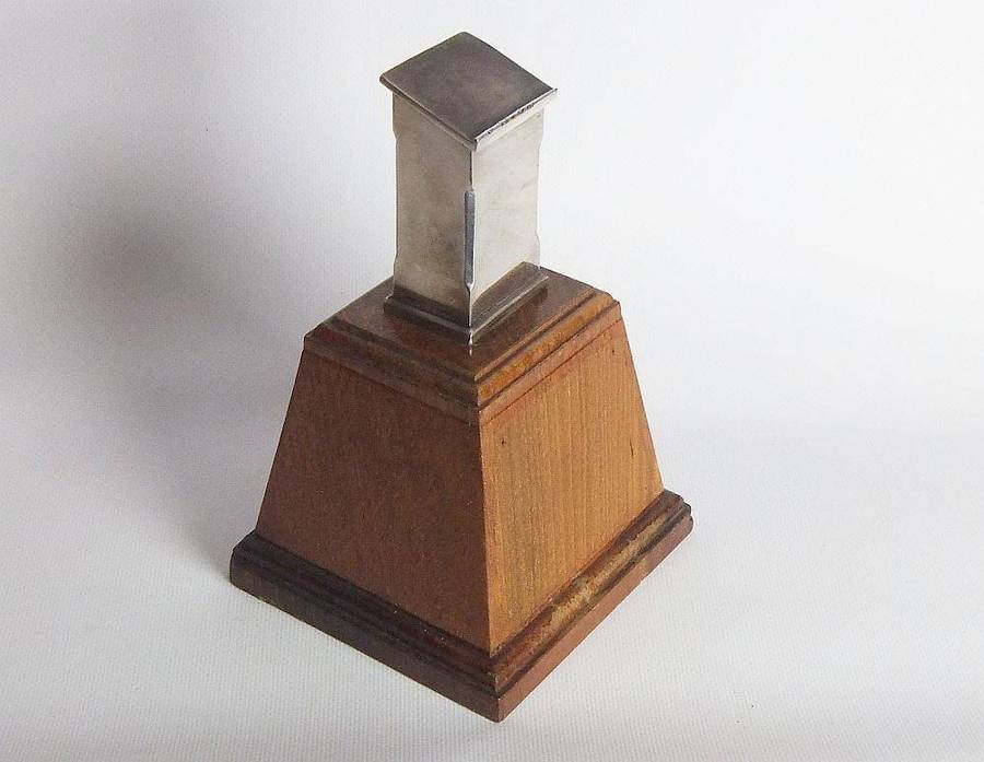 A vintage heavy solid metal on wood base South African Naval trophy / award