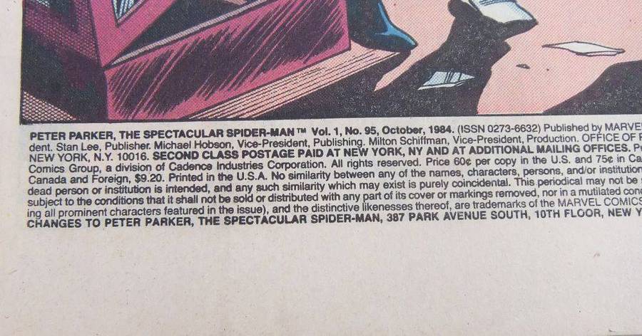 1984 Marvel Comics - Peter Parker, The Spectacular Spider-Man #95