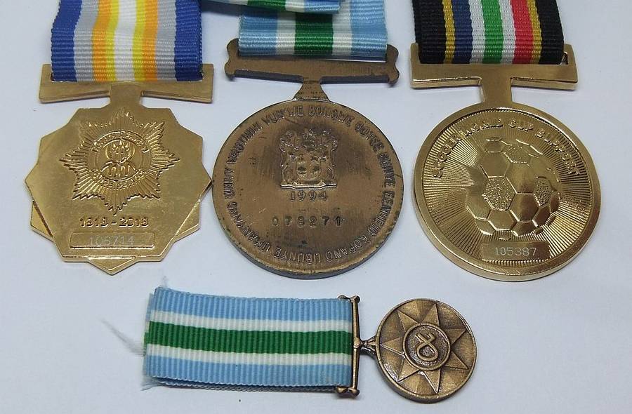 COOL FIND !! A LOT OF FOUR POLICE RELATED MEDALS WITH ORIGINAL RIBBONS IN GREAT CONDITION !!