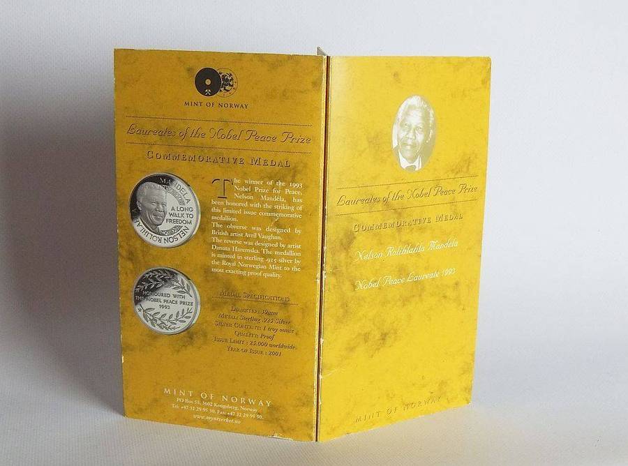 A limited edition 2001 solid sterling silver Nelson Mandela medallion by the Mint of Norway