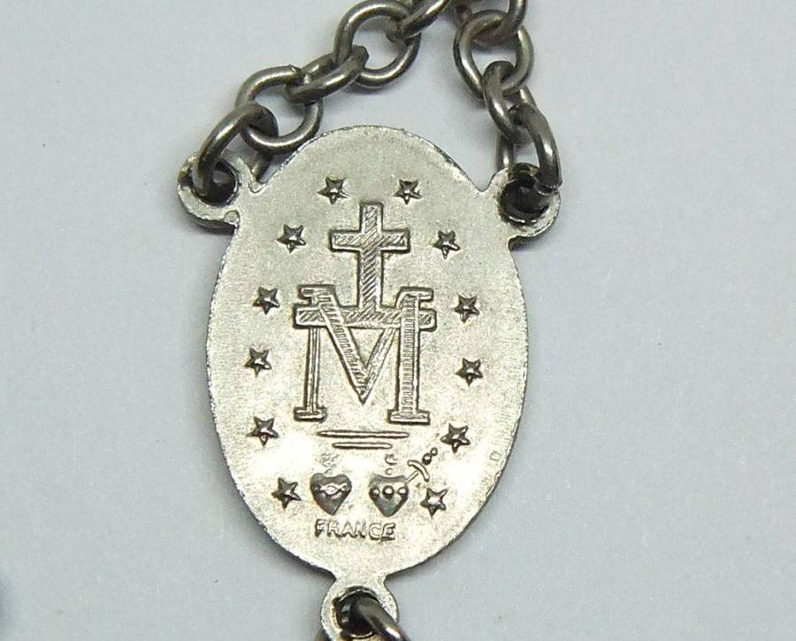 A lovely vintage French made rosary with pink opaline glass beads