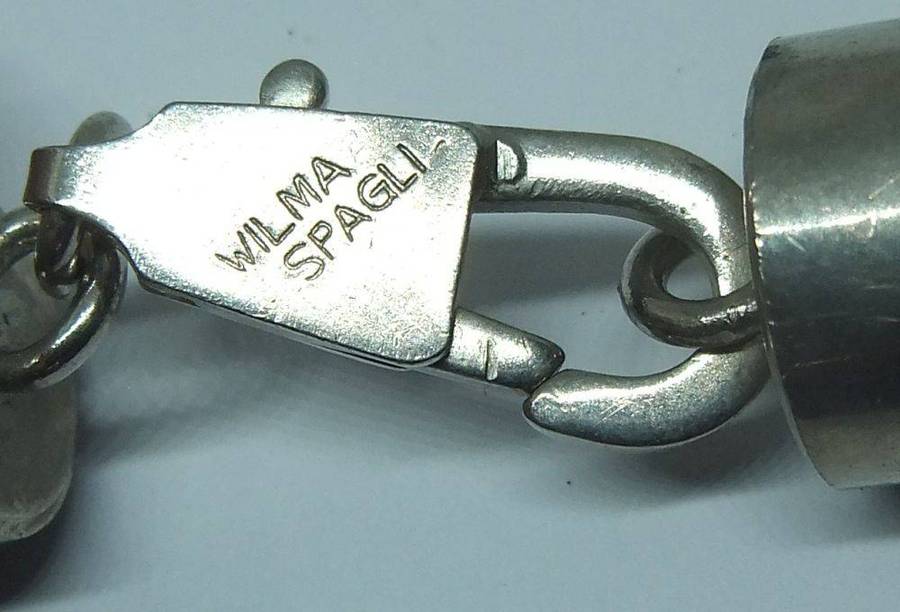 A vintage leather , acrylic bead and metal necklace by modernist Italian designer Wilma Spagli