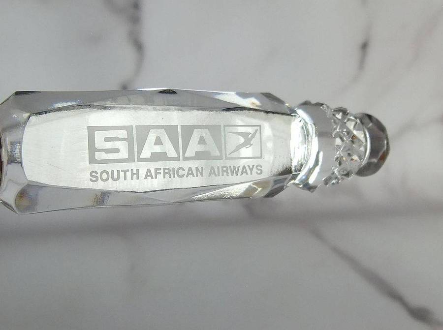 A stunning quality letter opener with Galway crystal handle made for SAA - South African Airways
