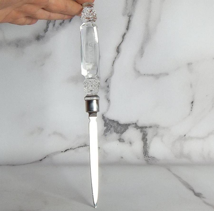 A stunning quality letter opener with Galway crystal handle made for SAA - South African Airways