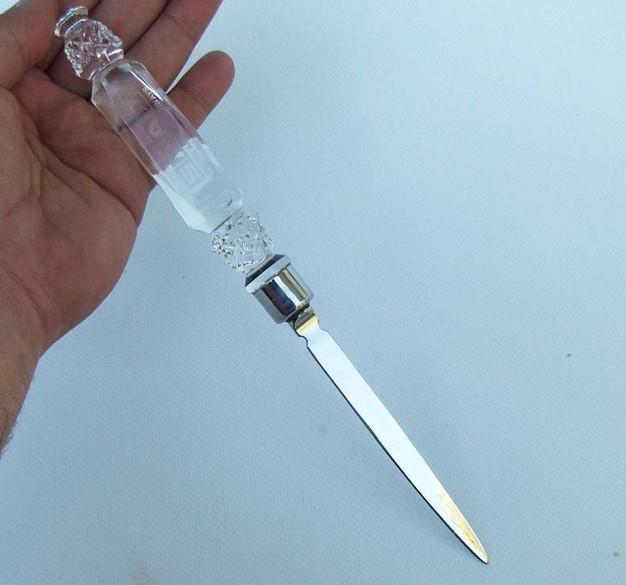 A stunning quality letter opener with Galway crystal handle made for SAA - South African Airways