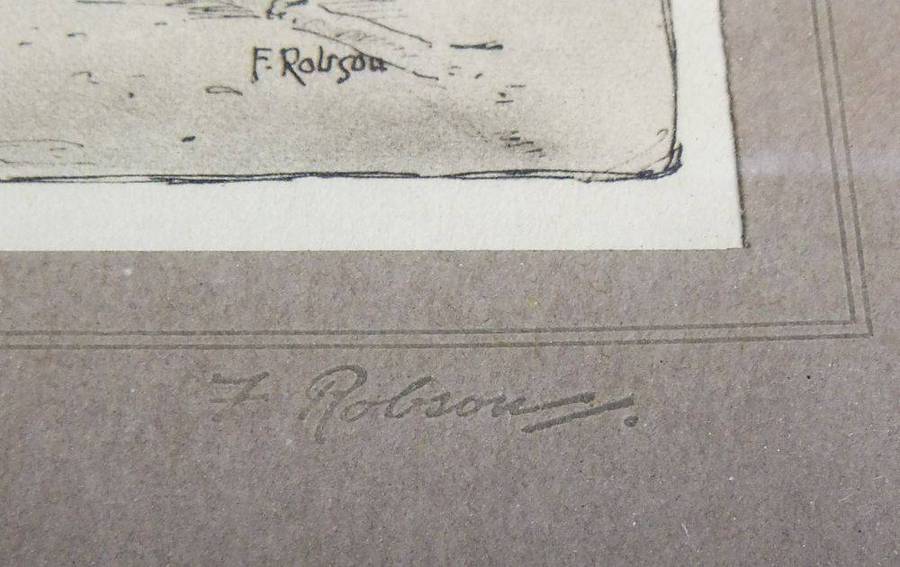 An antique etching of Castle Garth Cathedral Newcastle titled and signed by the artist F.Robson
